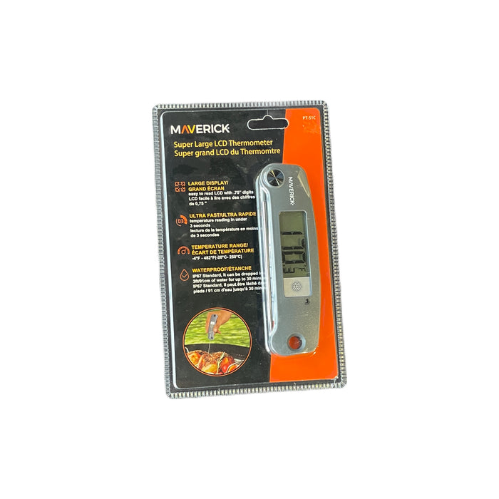 Maverick PT-51 INSTANT READ SUPER LARGE LCD THERMOCOUPLE THERMOMETER